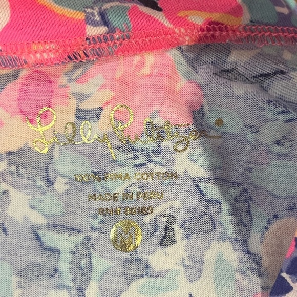 Lilly Pulitzer banyan long sleeve v neck t-shirt dress in coral crab print Med - Picture 5 of 6